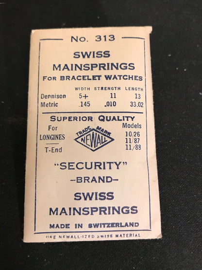 Newall Security Mainspring #313 for Longines 10/26, 11/87, 11/88 - Steel