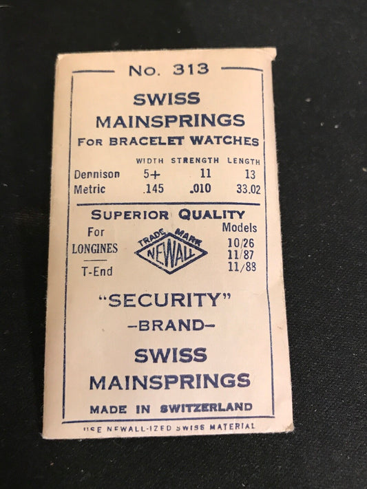 Newall Security Mainspring #313 for Longines 10/26, 11/87, 11/88 - Steel