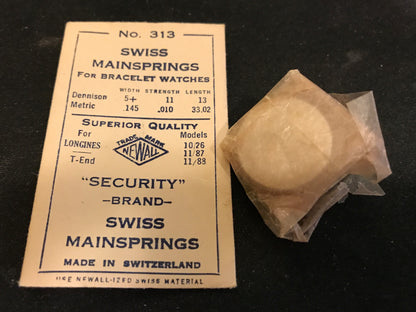 Newall Security Mainspring #313 for Longines 10/26, 11/87, 11/88 - Steel