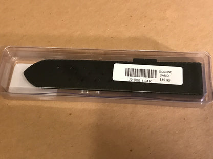 Alpine 24mm Black Silicone Rubber Sport Watch Band