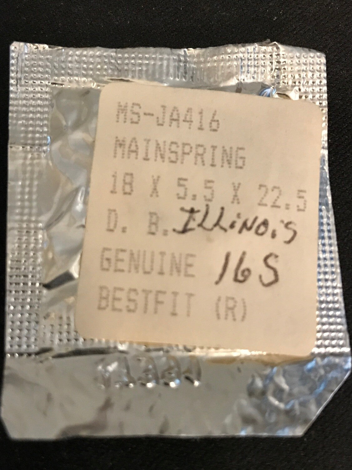 BESTFIT Mainspring JA416 for Illinois 16s Factory No. 47331 - Alloy