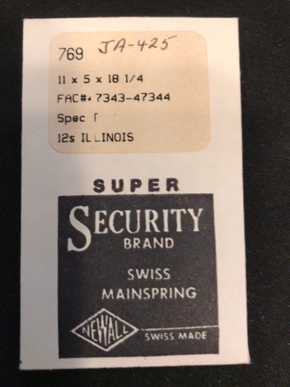 Newall SUPER Mainspring #769 for 12s Illinois Factory No 47344 - Alloy