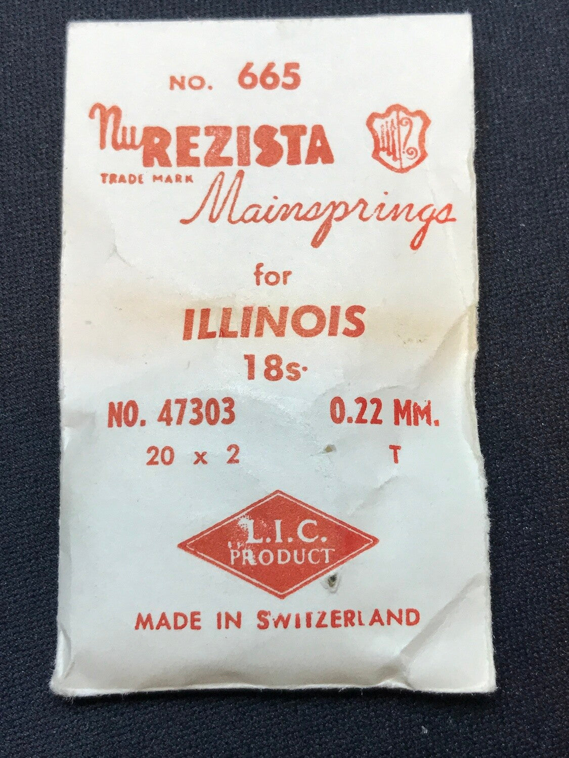 NuRezista Mainspring #665 for Illinois 18s Factory No. 47303 - Steel