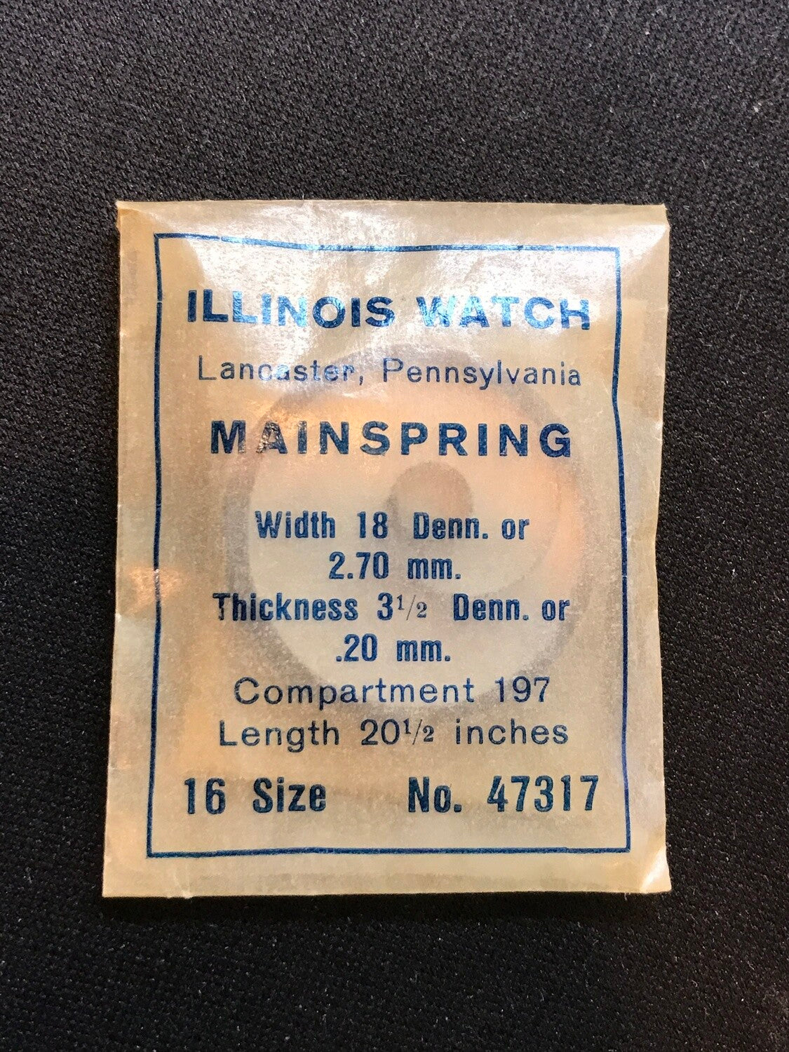 Illinois Factory Mainspring #47317 for 16s movements - Steel