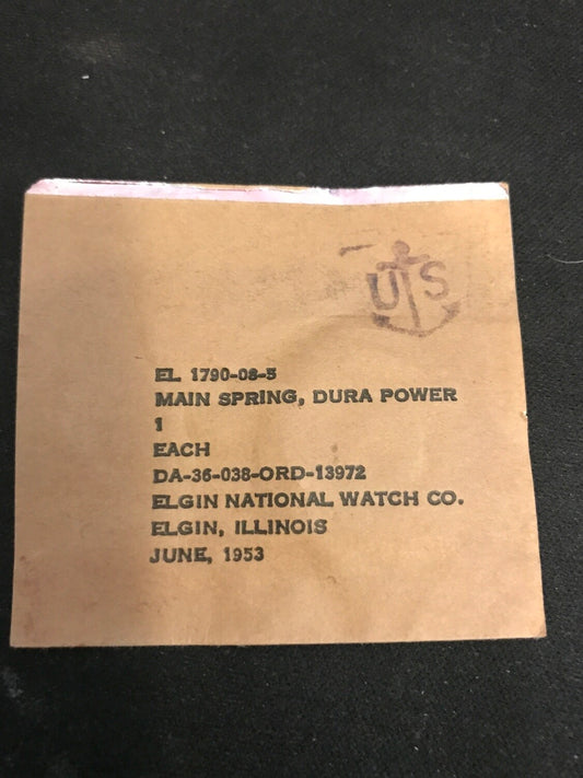 Elgin Factory issue DuraPower Mainspring for 8/0s A-11 Military Hack #6002 - Alloy