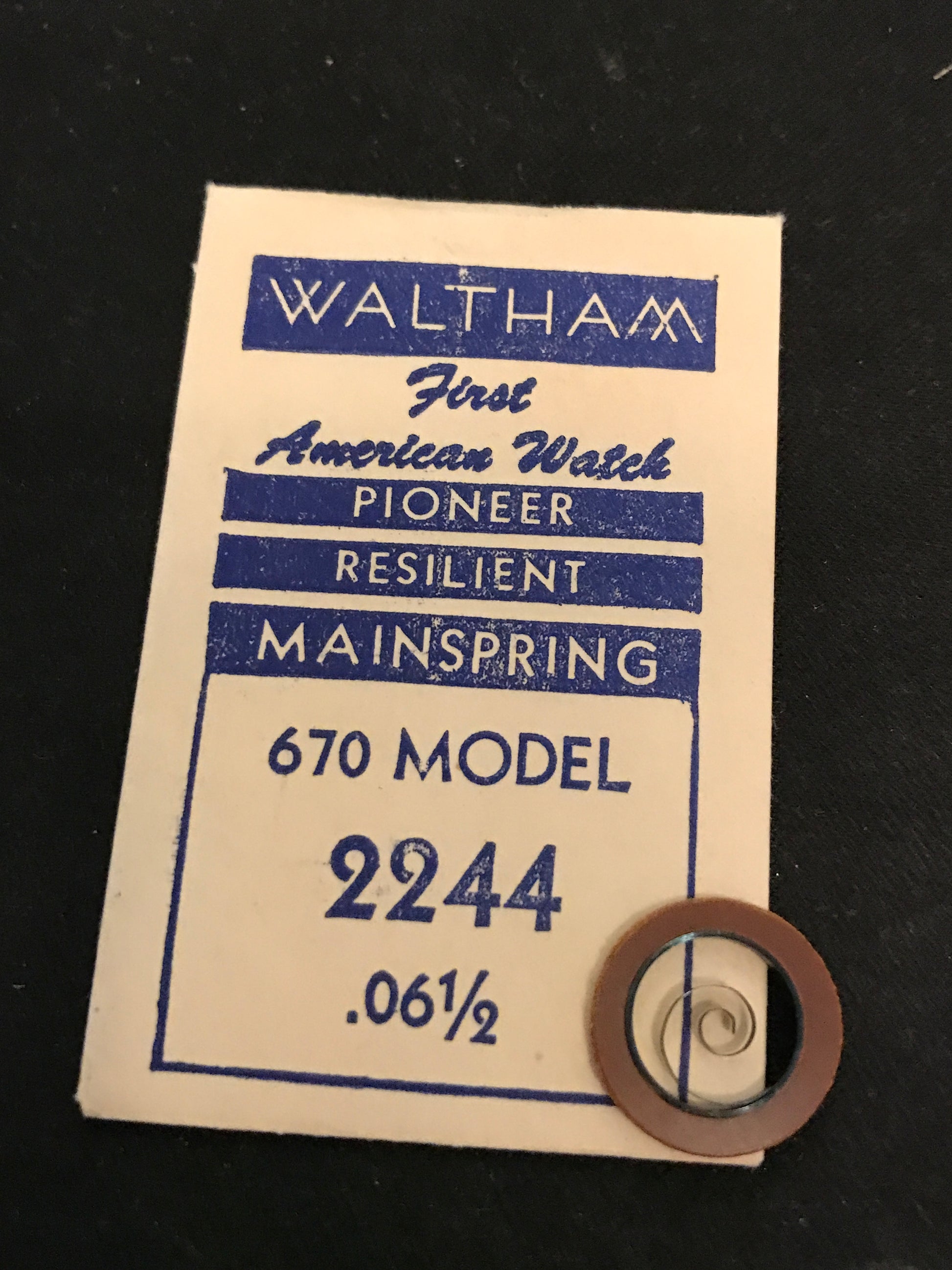 Waltham Factory Mainspring for Model 670 Watches No. 2244 - Steel