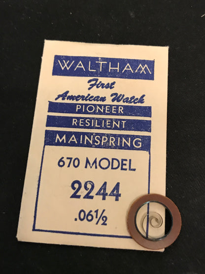 Waltham Factory Mainspring for Model 670 Watches No. 2244 - Steel