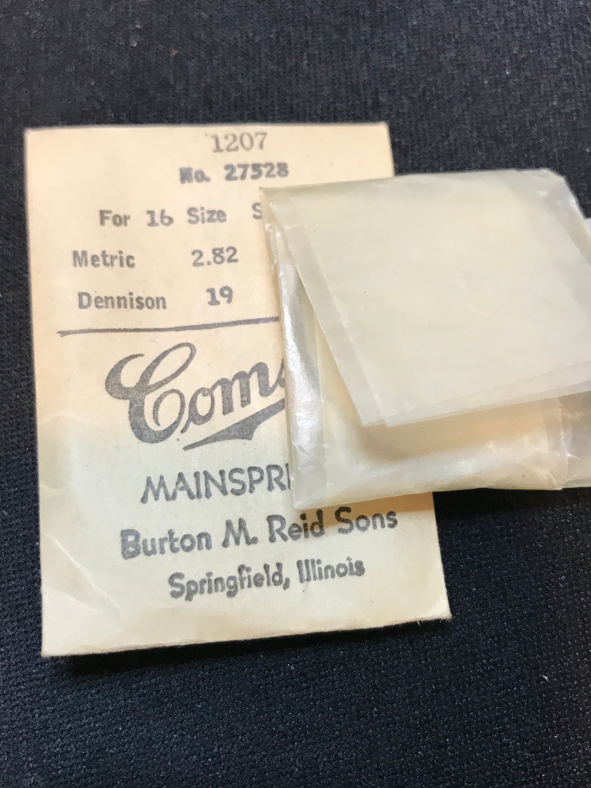 Comsco Mainspring #1207 for 16s South Bend Factory No. 27528 - Steel