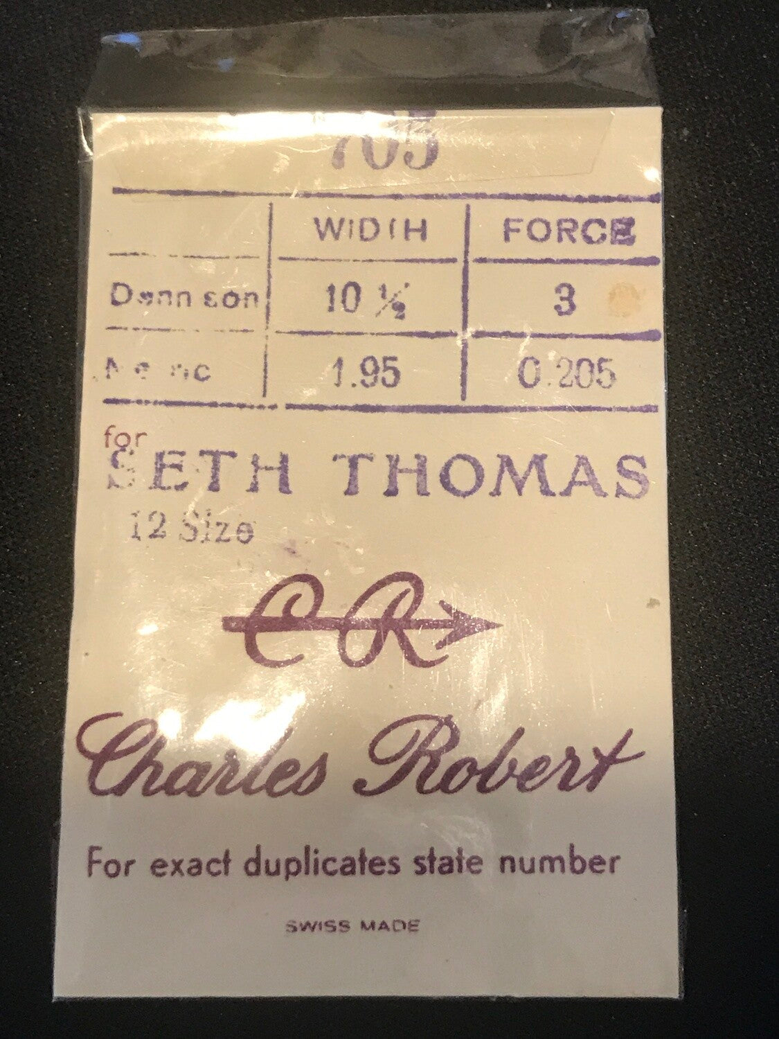 CR Mainspring #705 for Seth Thomas Mainspring for 12s Factory No. 2521 - Steel