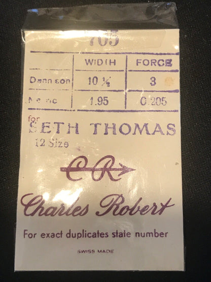 CR Mainspring #705 for Seth Thomas Mainspring for 12s Factory No. 2521 - Steel