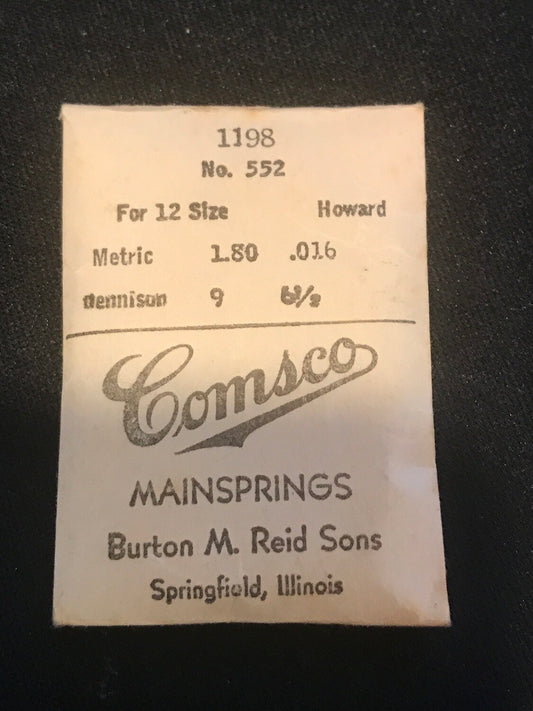 Comsco Mainspring #1198 for Howard 12s No. 552 - Steel