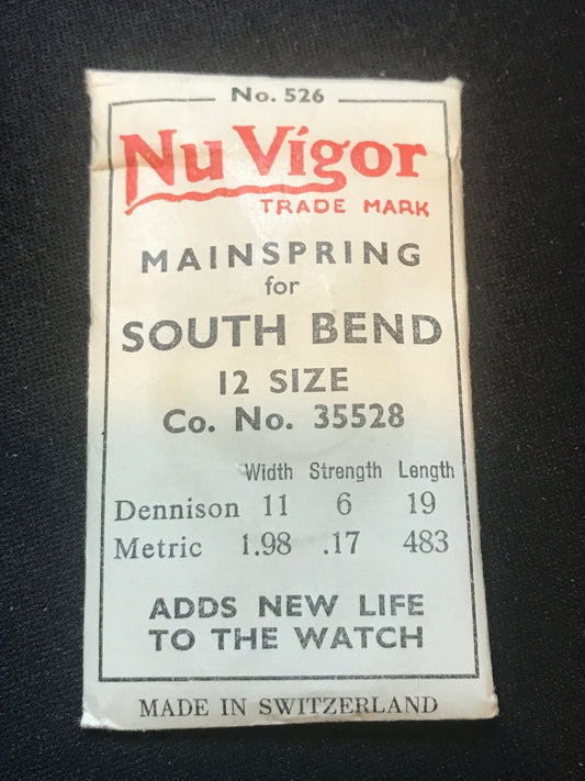 NuVigor Mainspring #526 for 12s South Bend No. 35528 - Steel