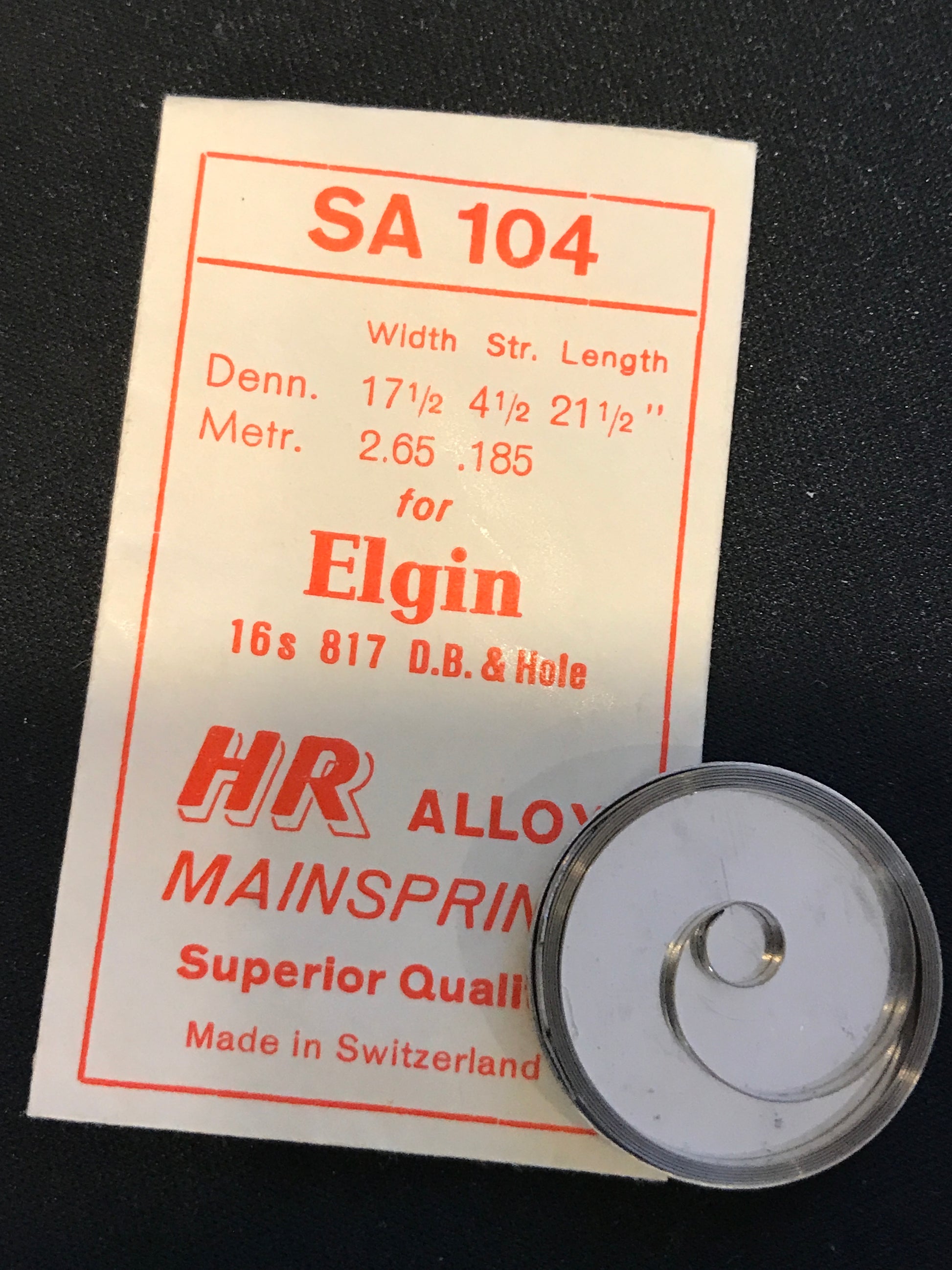 HR Mainspring SA104 for 16s Elgin No. 817 - Alloy