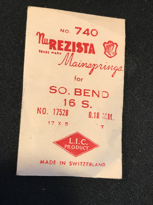 NuREZISTA Mainspring #740 for South Bend 16s Factory No. 17528 - Steel