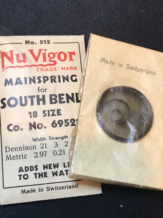 NuVigor Mainspring #515 for South Bend 18s No. #69528 - Steel