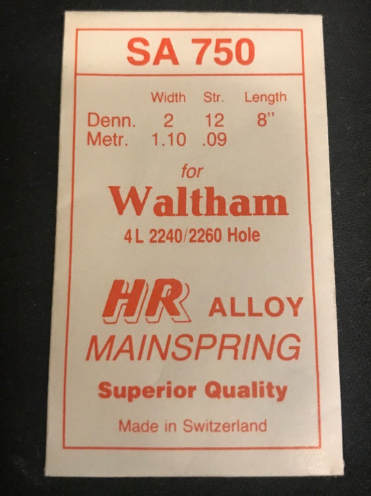 HR Mainspring SA750 for Waltham 4 ligne movements #2240 / 2260 - Alloy