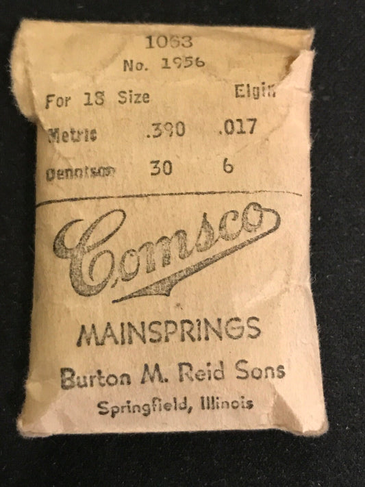 Comsco Mainspring #1063 for 18s Elgin No. 1956 - Steel