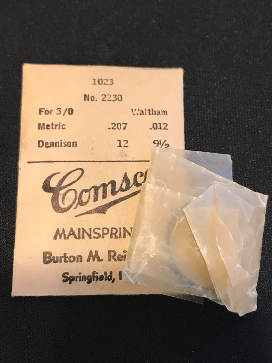 Comsco Mainspring #1023 for Waltham 3/0s Factory No. 2230 - Steel