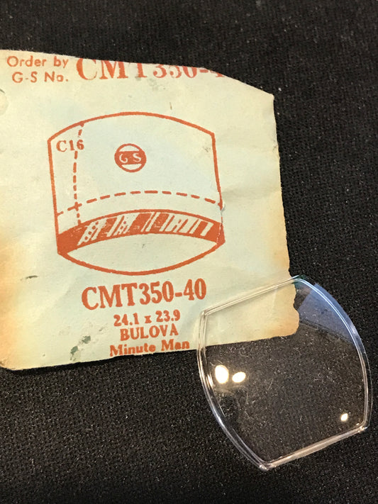 GS Flexo Crystal CMT350-40 for BULOVA Minute Man - 24.1 x 23.9 mm - New