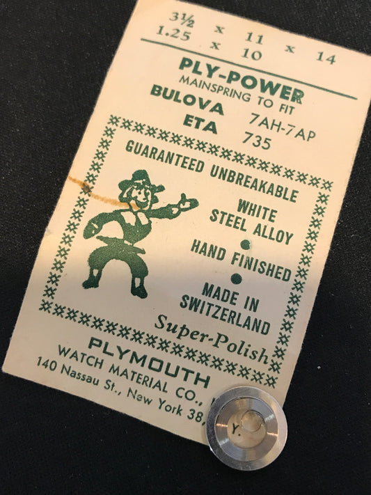 Plymouth Ply-Power Mainspring for Bulova 7AH, 7AP, ETA 735 - Alloy