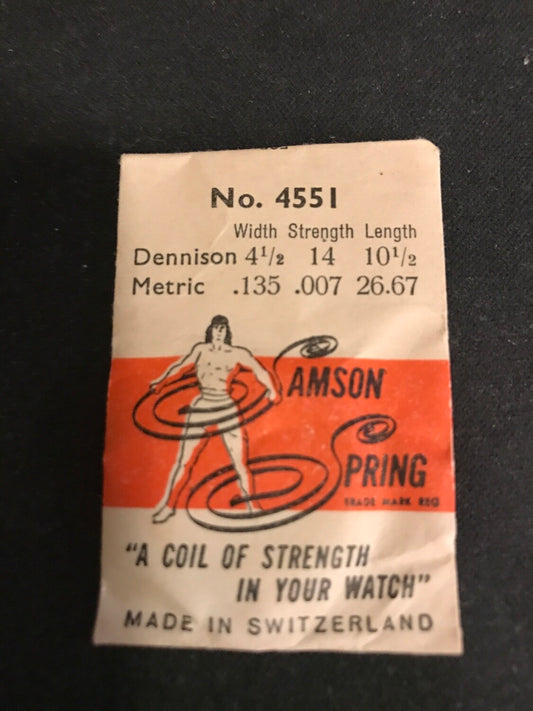 Samson Mainspring No. 4551 for Bulova 6AK, 6AM, 6AZ, Benrus AB - Steel