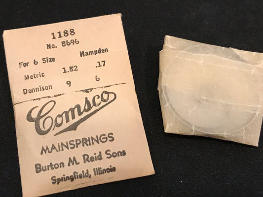 Comsco Mainspring #1188 for Hampden 6s Factory No. 8696 - Steel