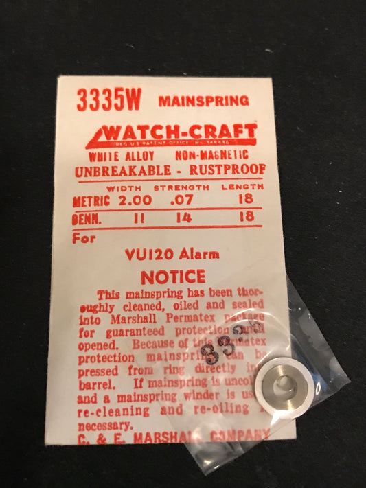 WATCH-CRAFT Mainspring 3335W for Vulcain caliber 120 Wrist Alarm - Alloy