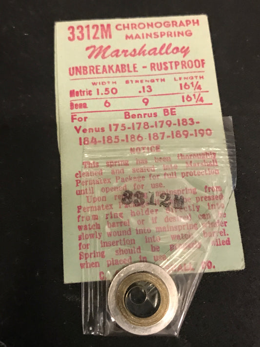 Marshalloy Mainspring 3312M for Venus 175, 176, 178, 179...Chronograph - Alloy