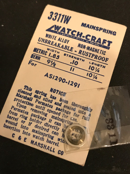 WATCH-CRAFT Mainspring 3311W for A.S. 1290 , 1291 - Alloy