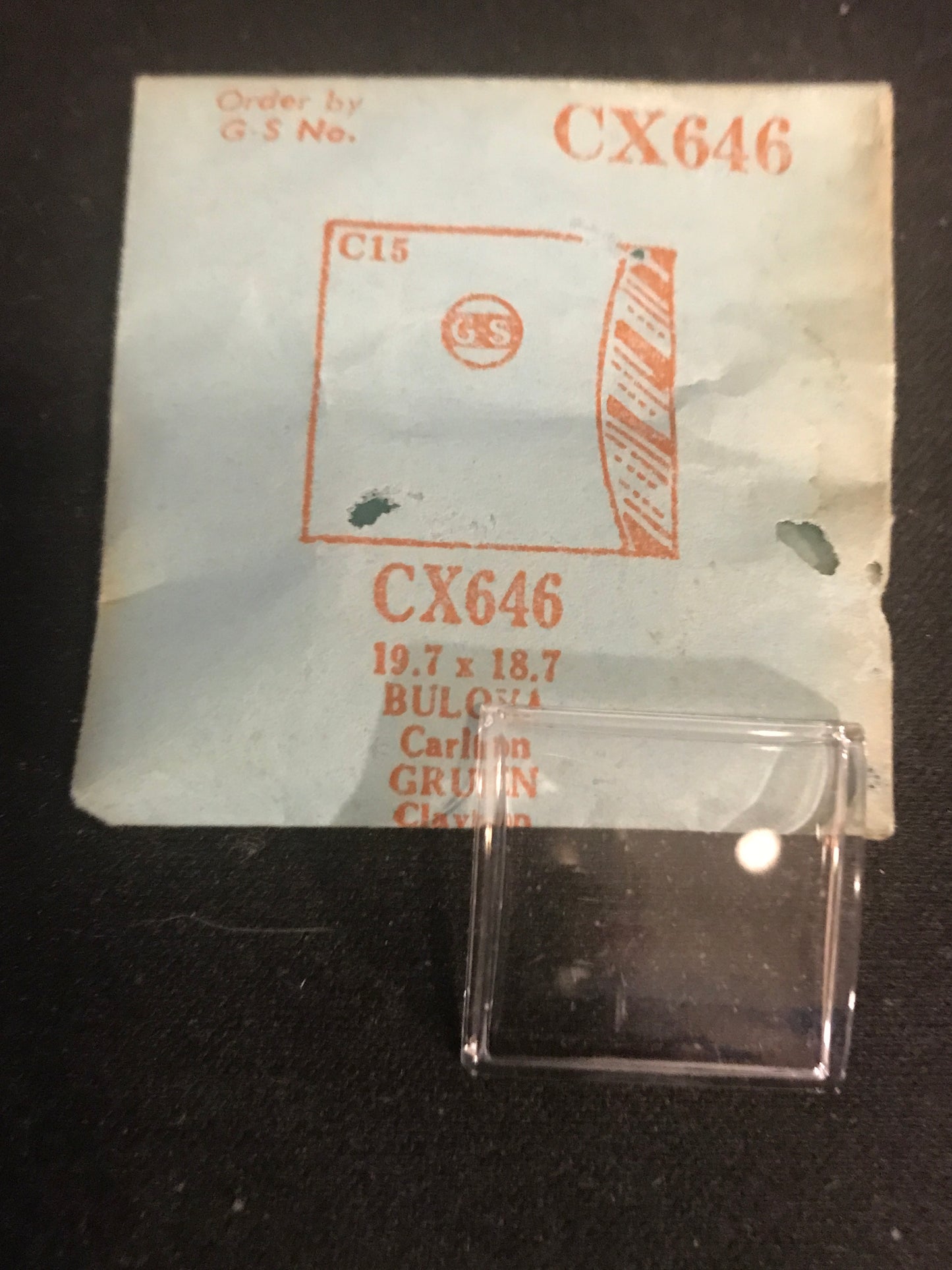 GS Fancy Crystal CX646 for GRUEN Clayton & BULOVA Carlton - 19.7 x 18.7 mm - New