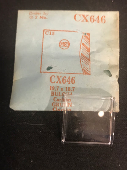 GS Fancy Crystal CX646 for GRUEN Clayton & BULOVA Carlton - 19.7 x 18.7 mm - New