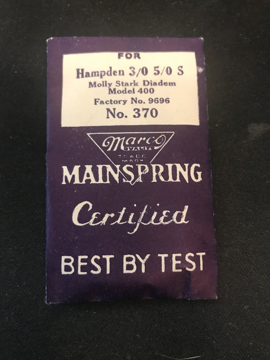 Marco Mainspring #370 for Hampden 3/0s & 5/0s Factory No. 9696 - Steel