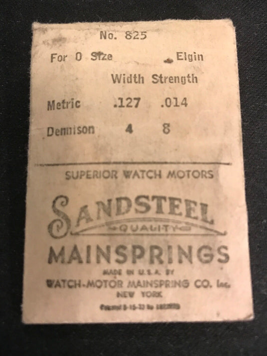 Sandsteel Mainspring for 0s Elgin Pocket Watch No. 825 - Steel