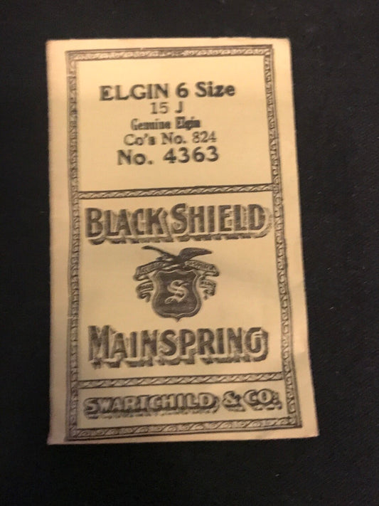 Swartchild Black Shield Mainspring #4363 for Elgin 6s #824 - Steel