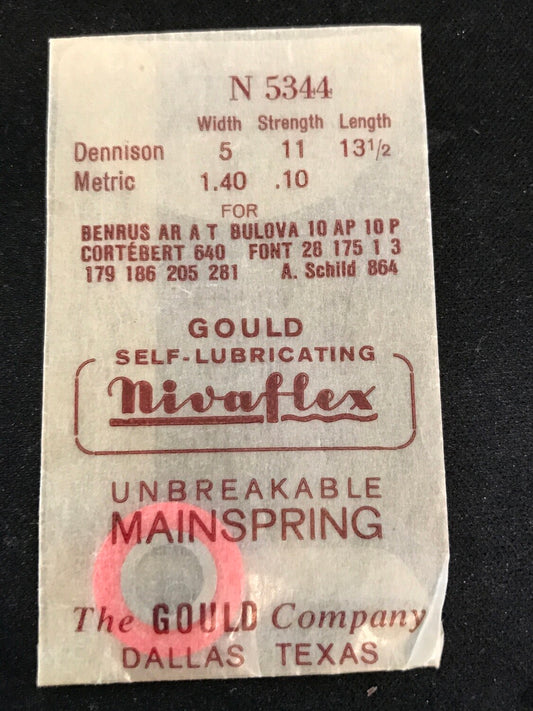 Nivaflex Unbreakable Mainspring for Bulova 10AP, 10P, Benrus AR, AT Cort 640 - Alloy