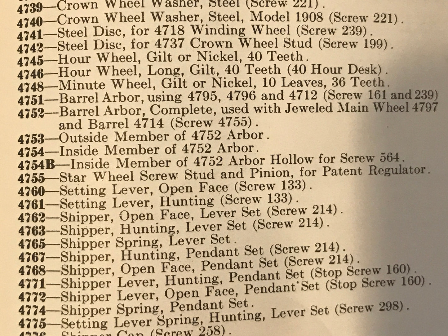 Waltham Factory 16s Model 1899/1908 Barrel Arbor No. 4751