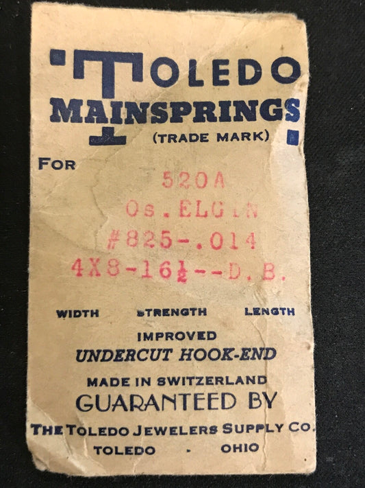 Toledo Mainspring 520A for 0s Elgin Factory No. 825 - Steel