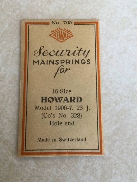 Newall Security Mainspring #705 for Howard 16s Factory No. 328 - Steel