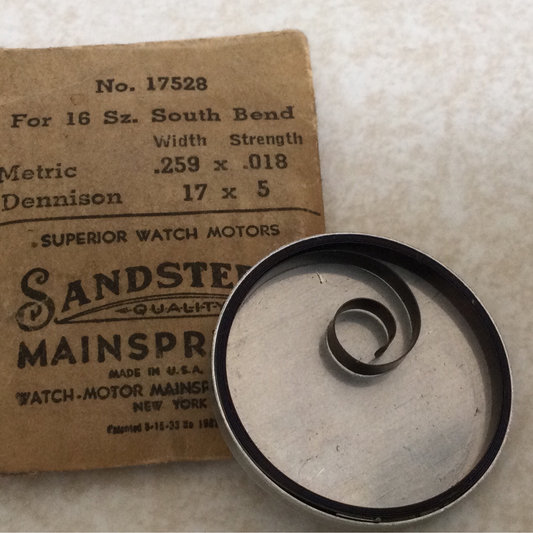 Sandsteel Mainspring for 16s South Bend Factory No. 17528 - Steel