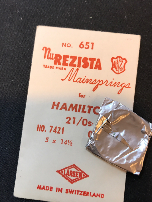NuREZISTA Mainspring #651 for 21/0s Hamilton No. 7421 - Steel