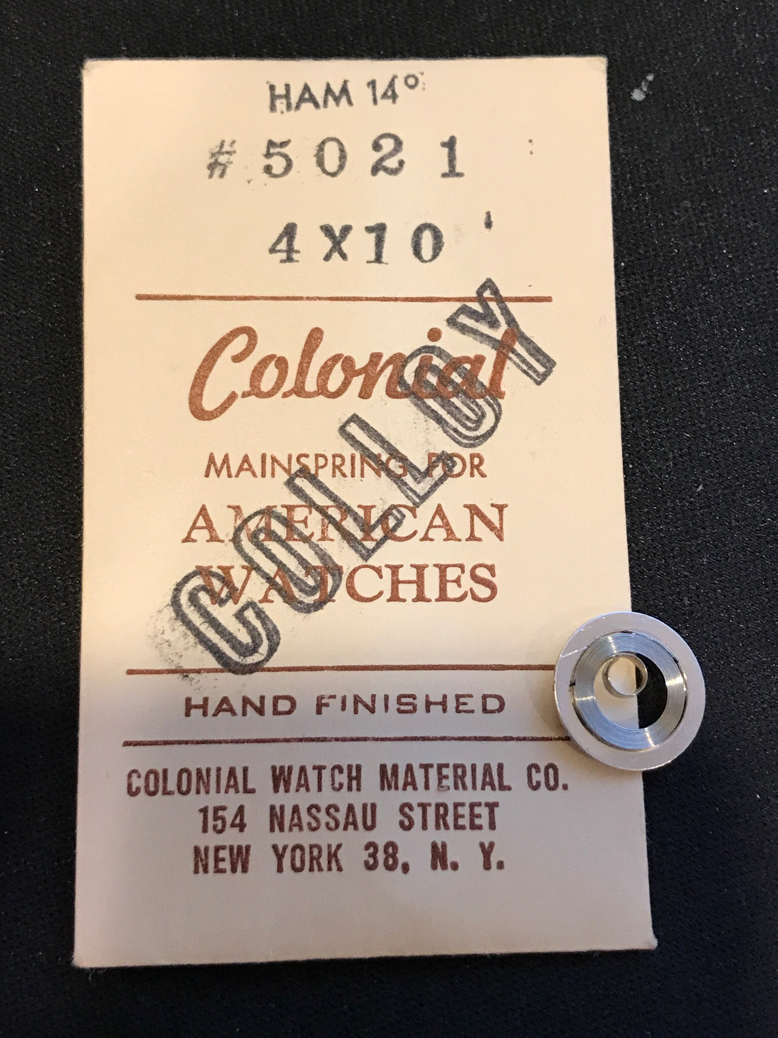 Colonial COLLOY Mainspring for Hamilton 14/0s 5021 / 718440 - Alloy