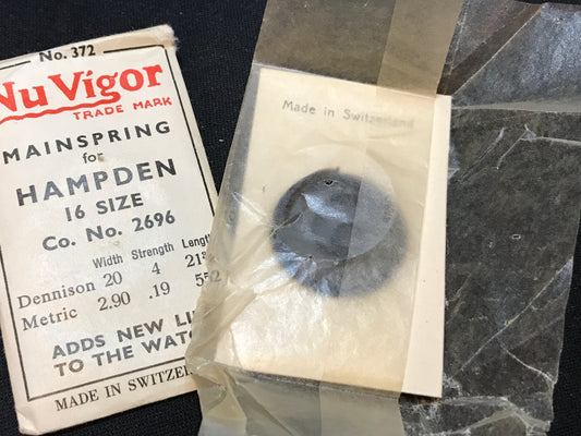 NuVigor Mainspring #372 for 16s Hampden #2696 - Steel
