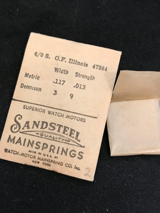 Sandsteel Mainspring - Illinois 6/0s Factory No. 47364 - Steel