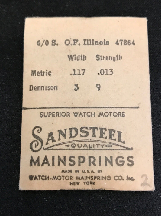 Sandsteel Mainspring - Illinois 6/0s Factory No. 47364 - Steel