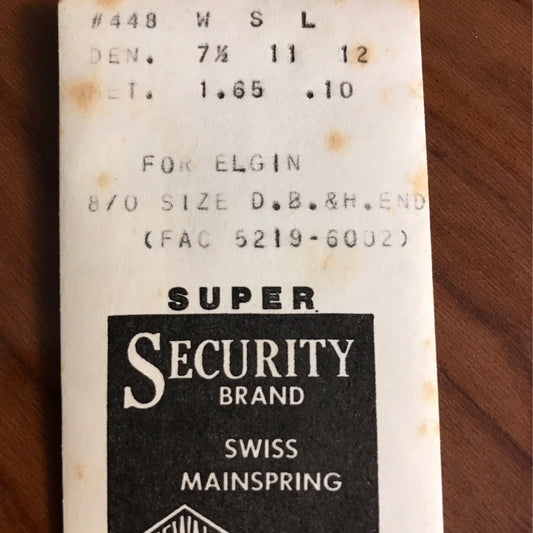 Newall SUPER Security Mainspring #448 for Elgin 8/0s No. 5219 / 6002 - Alloy