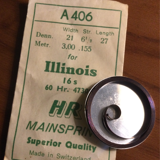 HR Mainspring A406 for Illinois 16s No. 47309 for 60hr - Steel