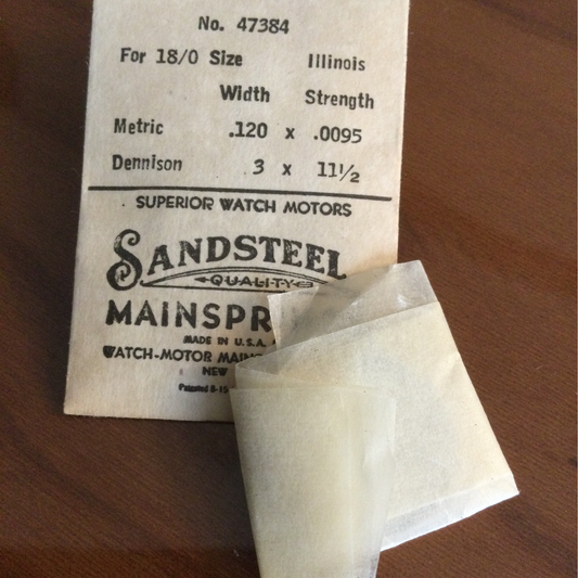 Sandsteel Mainspring for Illinois 18/0s Factory No. 47384 - Steel