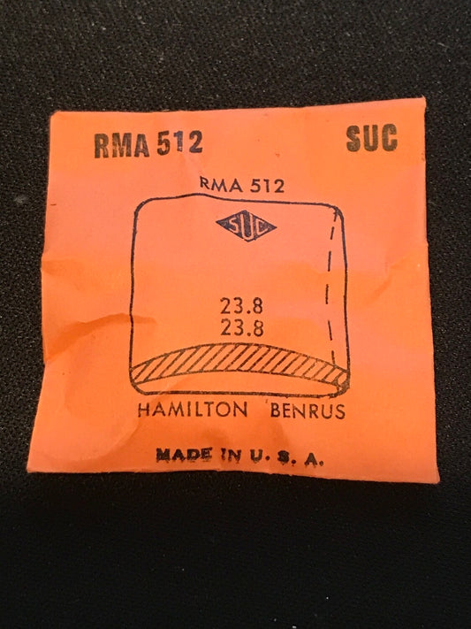 SUC Rocket Crystal RMA 512 for HAMILTON & BENRUS - 23.8 x 23.8mm - New