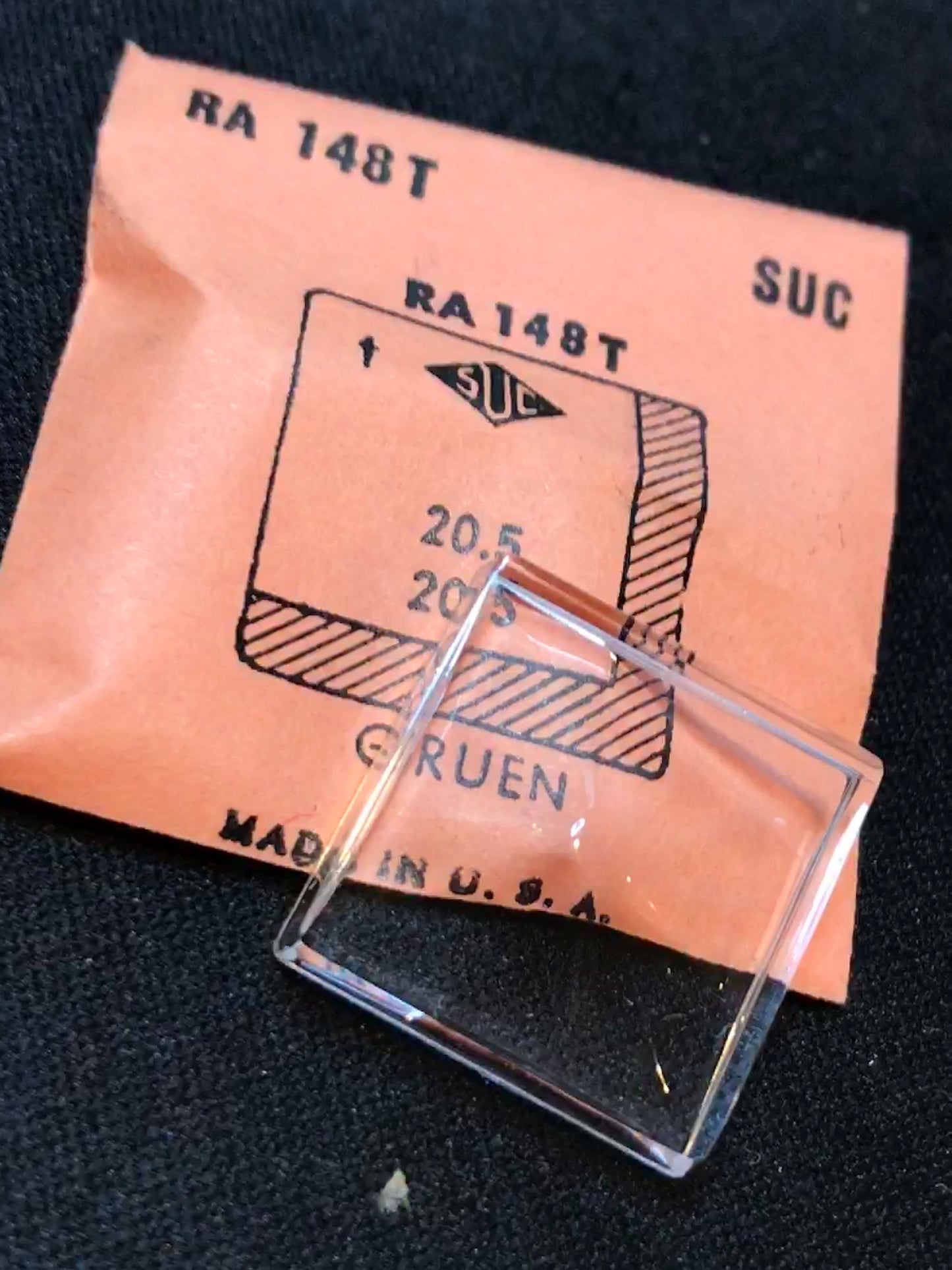 SUC Rocket Faceted Crystal RA 148T for GRUEN - 20.5 x 20.5mm - New