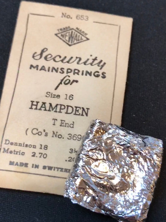 Newall Security Mainspring #653 for 16s Hampden No. 3696 - Steel